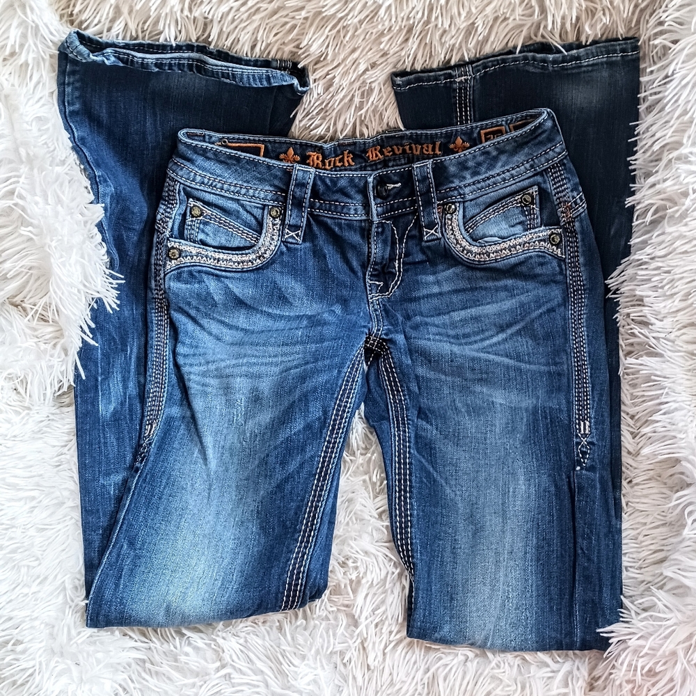 Rock Revival Size 26 Ellor Boot Blue Jeans EUC